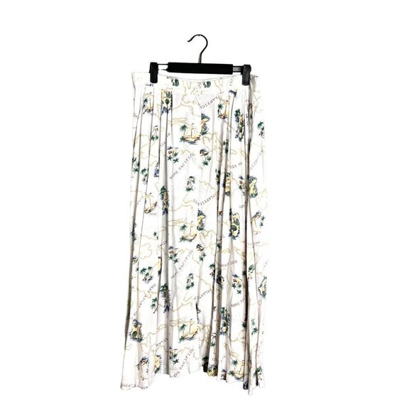 White Stag Dresses & Skirts - Vintage Full Button Midi Skirt Tropical Map Ocean Voyage Print w/ Pockets L